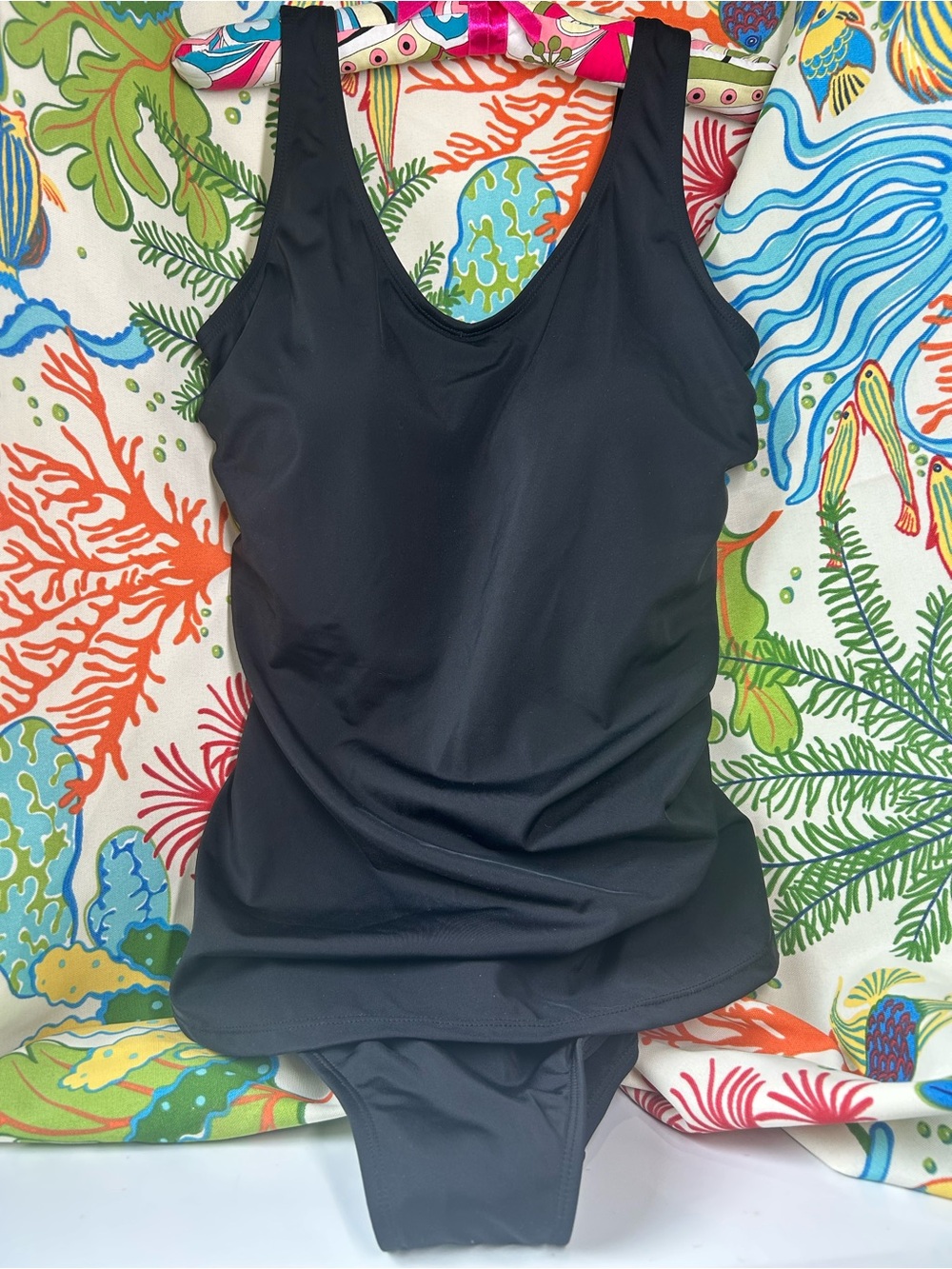 Kim Gravel Swimsuits For All Sarong One Piece Swimsuit Onyx Black Size 10 New